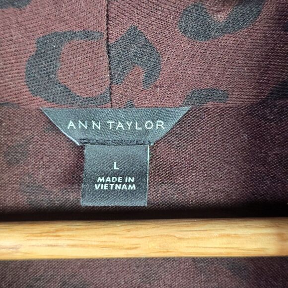 Ann Taylor Open Front Leopard Cardigan Large Brown Black Trendy Fall Workwear - Picture 3 of 14